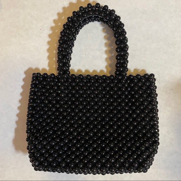 Zara Handbags - Zara Beaded Statement Purse, Mini Bucket Bag Black